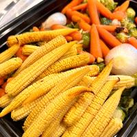 Roasted Baby Corn, Carrots & Brussels sprouts